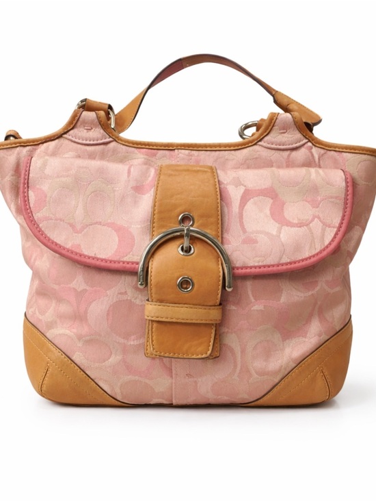 Coach Handbags - Vintage Coach Pink Soho Signature Optic Monogram Jacquard Buckle Shoulder Bag
